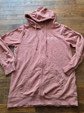 Hustler Hollywood Dusty Rose Zip-Up Teddy Hoodie Jacket
